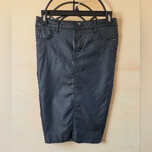 Suko Jeans Coated Shiny Black Pencil Skirt Size 8